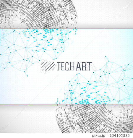 Abstract communication technology design background with highlighted blue sector. Abstract communication technology design background with highlighted blue sector. 134105886