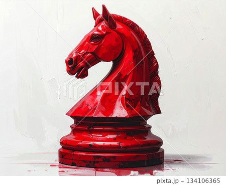 Perfect visage. Red chess horse on white background. Wooden symbol. Symbol of New Year. Happy new years. Perfect visage. Red chess horse on white background. Wooden symbol. Symbol of New Year. Happy new years. 134106365