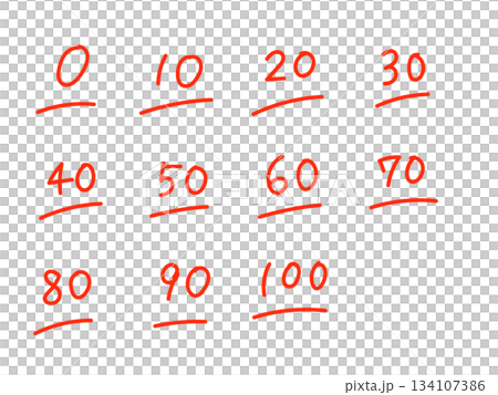 赤ペンの手書き点数セット 赤ペンの手書き点数セット 134107386
