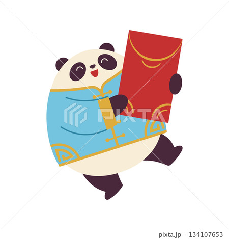 Panda Holding Red Envelopes for Chinese New Year 134107653