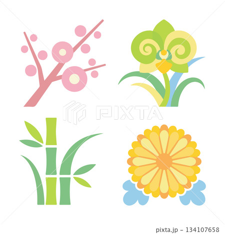 Four Auspicious Plants 134107658
