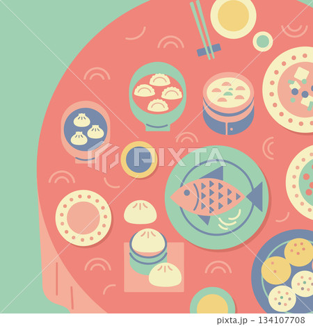 Stylized Chinese Food Illustration 134107708