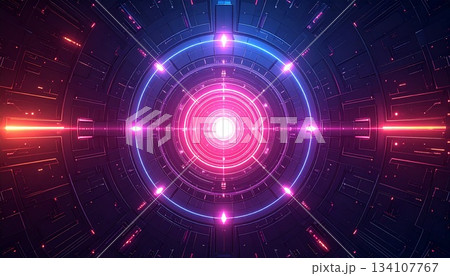 サイバー空間に浮かぶレンズフレア サイバー空間に浮かぶレンズフレア 134107767
