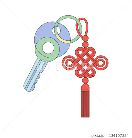 The key is attached with a Chinese knot. 134107824