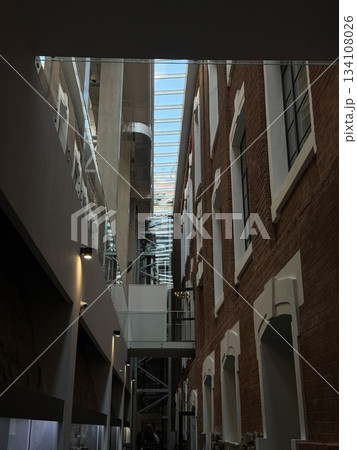 Industrial modern atmosphere, Contemporary design featuring brick and glass details 134108026