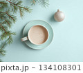 Hot cocoa and Christmas ornament 134108301