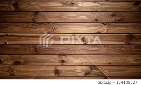 シンプルな茶色の木目の背景素材 16:9サイズ 134108327