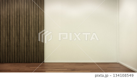 Muji style, Empty wooden room interior white room and wooden floor, 3D rendering Muji style, Empty wooden room interior white room and wooden floor, 3D rendering 134108549