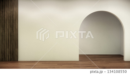 Muji style, Empty wooden room interior white room and wooden floor, 3D rendering Muji style, Empty wooden room interior white room and wooden floor, 3D rendering 134108550