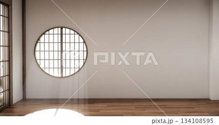 Muji style, Empty wooden room interior white room and wooden floor, 3D rendering 134108595