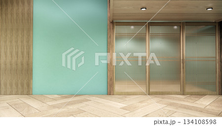 blue color Muji room interior with wall japanese design.3d rendering blue color Muji room interior with wall japanese design.3d rendering 134108598
