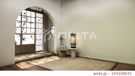 Muji style, Empty wooden room interior white room and wooden floor, 3D rendering 134108635