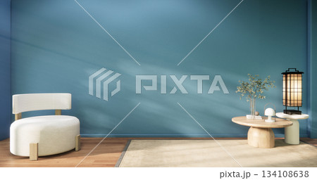 arm chair and decoration japanese on Modern room interior wabisabi style.3D rendering arm chair and decoration japanese on Modern room interior wabisabi style.3D rendering 134108638