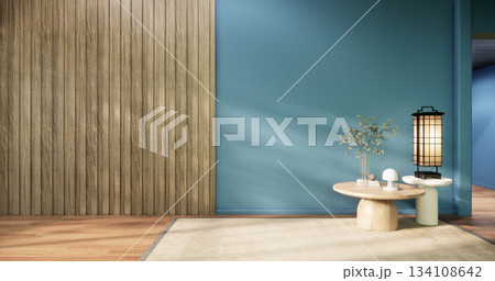 blue color Muji room interior with wall japanese design.3d rendering blue color Muji room interior with wall japanese design.3d rendering 134108642