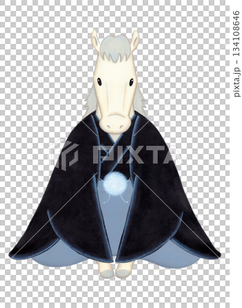 Year of the Horse New Year's card materials and New Year's greetings 134108646