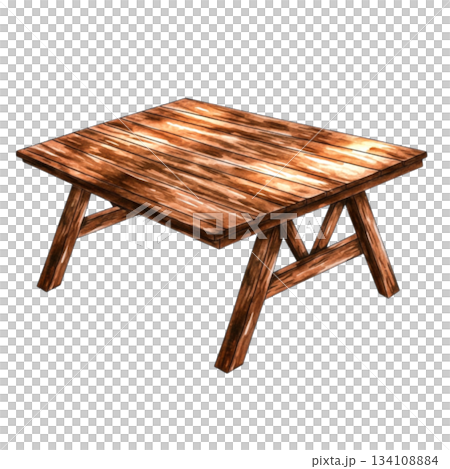Rustic Wooden Table with Clean Lines and Natural Finish for Cozy Environments 134108884