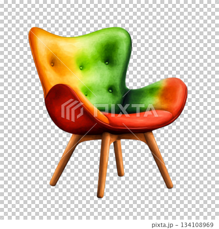 Colorful Designer Chair with Unique Shape and Vibrant Colors for Modern Interior Decor 134108969
