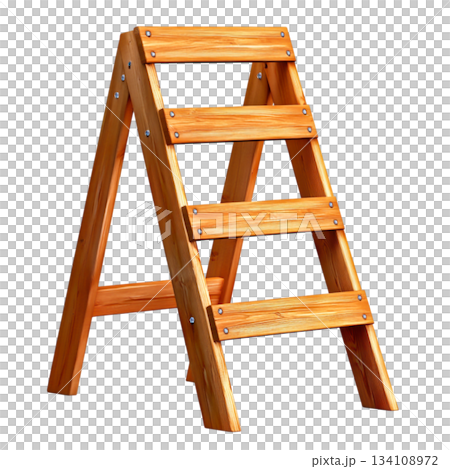 Wood Rung/step Wooden Step Ladder with Four Rungs and Sturdy... - Stock Illustration ...