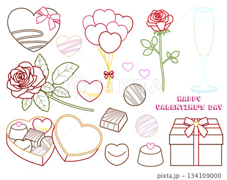 バレンタインの素材セットB-2〈輪郭〉 バレンタインの素材セットB-2〈輪郭〉 134109000