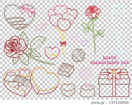 バレンタインの素材セットB-2〈輪郭〉 バレンタインの素材セットB-2〈輪郭〉 134109000