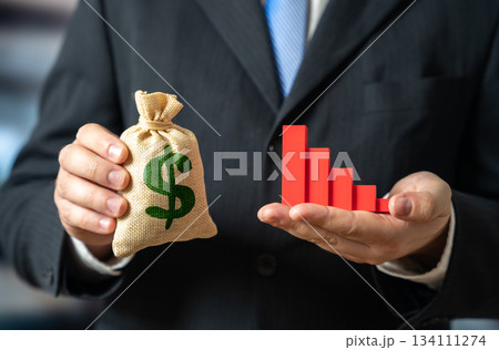 Capital decline, revenue reduction. Poor market conditions, downward trend. Companies face shrinking profits and tighter budgets. Economic risks while investors adapt to unstable market dynamics. 134111274