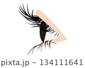 横顔のまつげラインイラスト｜女性の目元シルエットのベクター素材 134111641