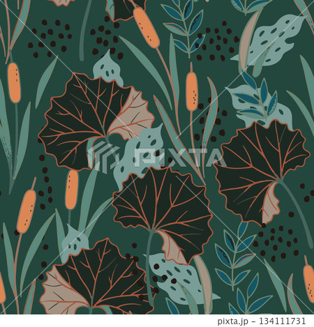 High quality, vector dark botanical pattern perfect for fabric, packaging, branding, social media, and textile print. Fully scalable and editable. High quality, vector dark botanical pattern perfect for fabric, packaging, branding, social media, and textile print. Fully scalable and editable. 134111731