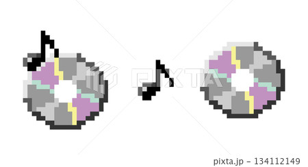 ピクセルドットの音符付きCDイラストY2K・pixel cd disk	 134112149