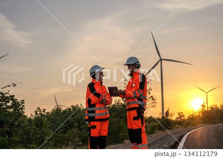 Engineer working at Wind turbine fields 134112179