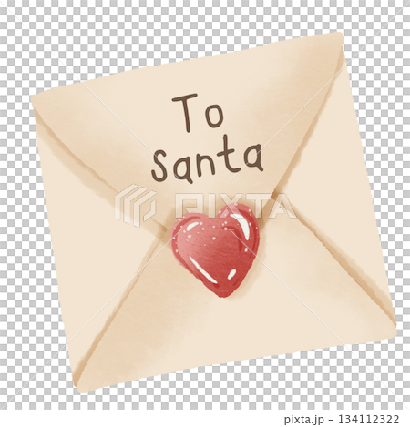 Cute christmas envelope to santa with heart wax seal cozy holiday letter aesthetic warm festive stationery winter season love note illustration Cute christmas envelope to santa with heart wax seal cozy holiday letter aesthetic warm festive stationery winter season love note illustration 134112322