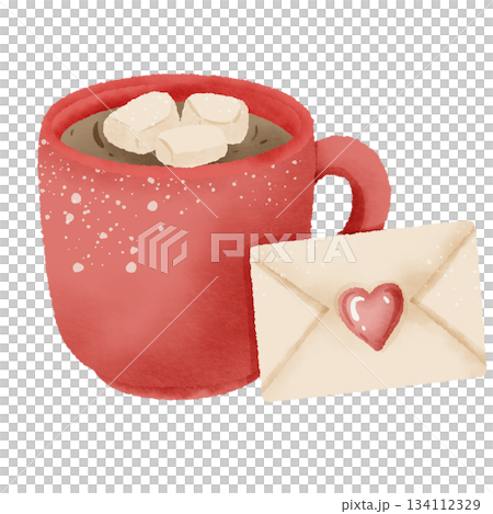 cozy hot cocoa mug with marshmallows and love letter warm holiday drink illustration cute winter aesthetic cozy hot cocoa mug with marshmallows and love letter warm holiday drink illustration cute winter aesthetic 134112329