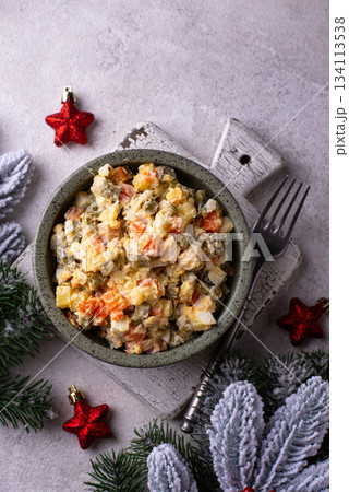 Traditional russian New Year salad Olivier Traditional russian New Year salad Olivier 134113538