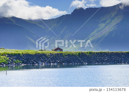 Landscape at Hovsund village Lofoten Norway 134113678