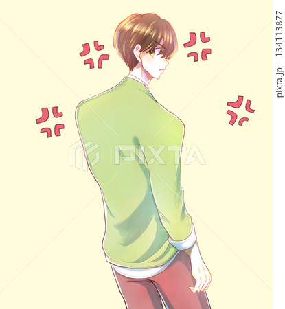 振り向く男性　怒る 134113877