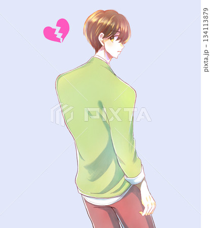 振り向く男性　寂しげ　失恋 134113879