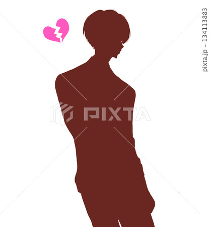 振り向く男性　失恋　シルエット 134113883
