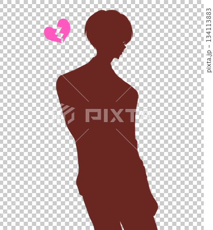 振り向く男性　失恋　シルエット 134113883