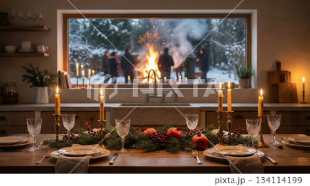 Winter Dinner Scene 134114199