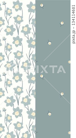 Assorted floral geometric and heart pattern panel designs in soft pastel colors 134114681