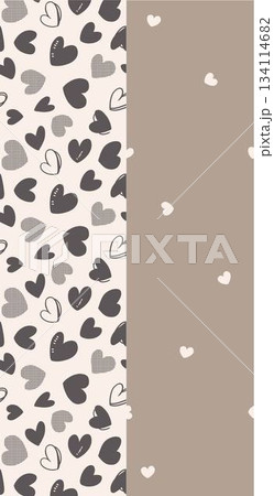Assorted floral geometric and heart pattern panel designs in soft pastel colors 134114682