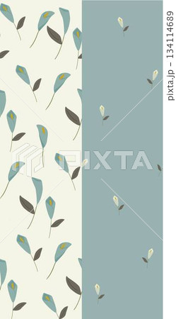 Assorted floral geometric and heart pattern panel designs in soft pastel colors 134114689