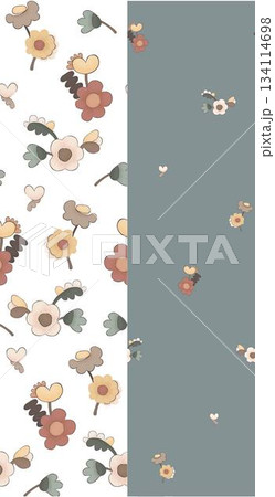 Assorted floral geometric and heart pattern panel designs in soft pastel colors Assorted floral geometric and heart pattern panel designs in soft pastel colors 134114698