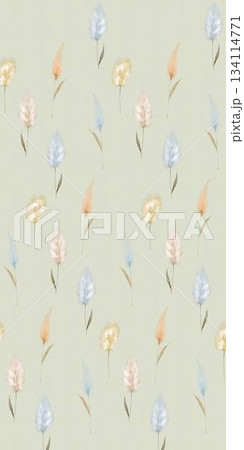 Assorted floral geometric and heart pattern panel designs in soft pastel colors 134114771