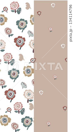 Assorted floral geometric and heart pattern panel designs in soft pastel colors Assorted floral geometric and heart pattern panel designs in soft pastel colors 134114796