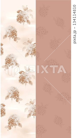 Assorted floral geometric and heart pattern panel designs in soft pastel colors 134114810