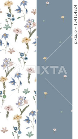 Assorted floral geometric and heart pattern panel designs in soft pastel colors Assorted floral geometric and heart pattern panel designs in soft pastel colors 134114824