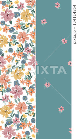 Assorted floral geometric and heart pattern panel designs in soft pastel colors Assorted floral geometric and heart pattern panel designs in soft pastel colors 134114854