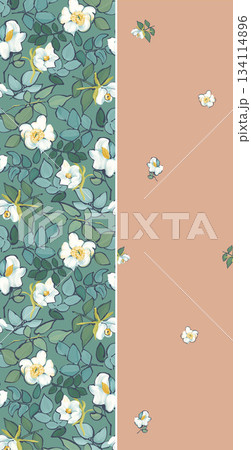 Assorted floral geometric and heart pattern panel designs in soft pastel colors Assorted floral geometric and heart pattern panel designs in soft pastel colors 134114896