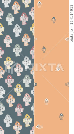 Assorted floral geometric and heart pattern panel designs in soft pastel colors Assorted floral geometric and heart pattern panel designs in soft pastel colors 134114915