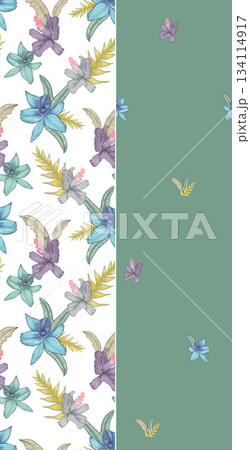 Assorted floral geometric and heart pattern panel designs in soft pastel colors Assorted floral geometric and heart pattern panel designs in soft pastel colors 134114917